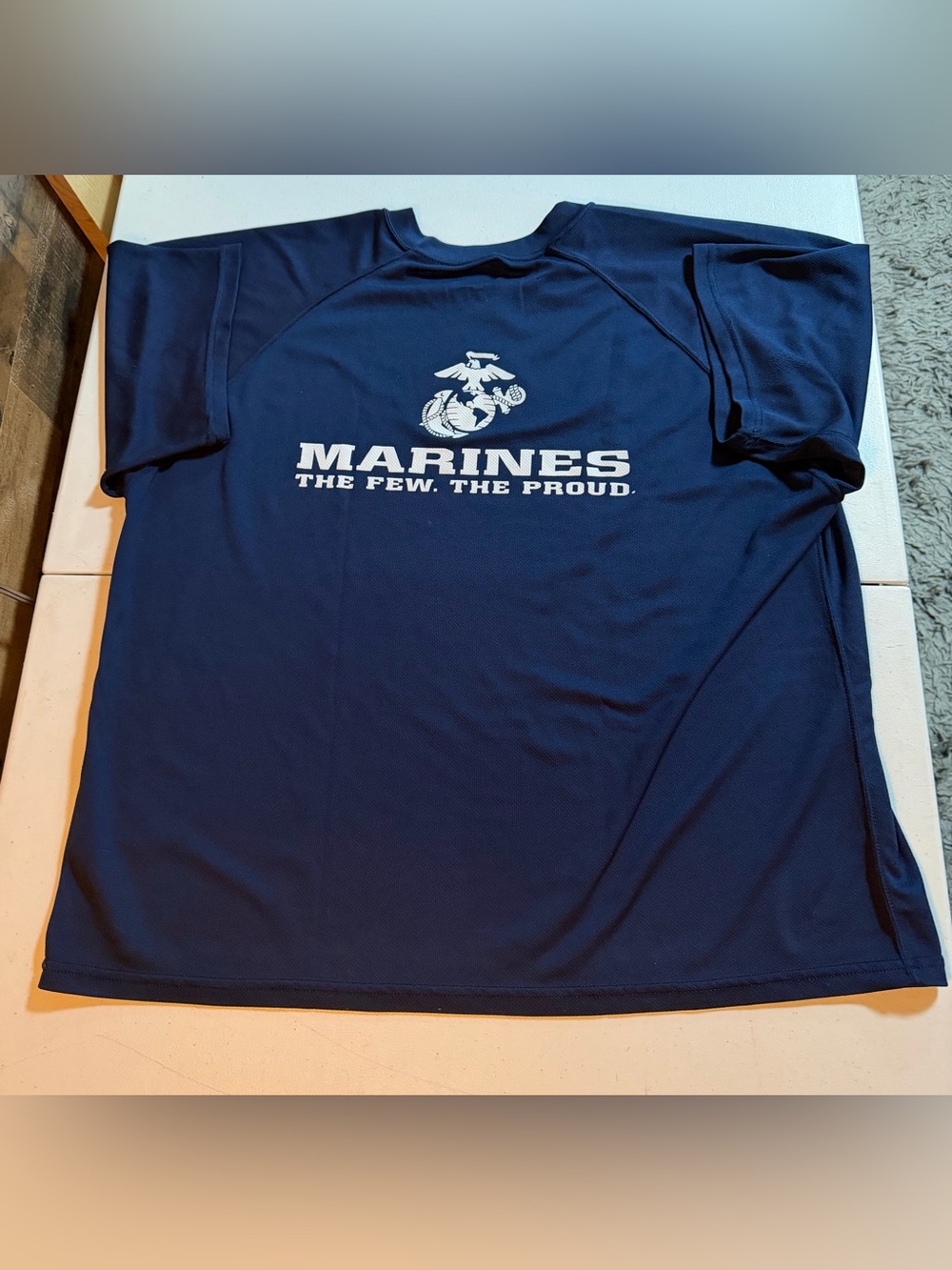 USMC Marines The Few The Proud Shirt Men XL Navy Blue Made USA Polyester EGA